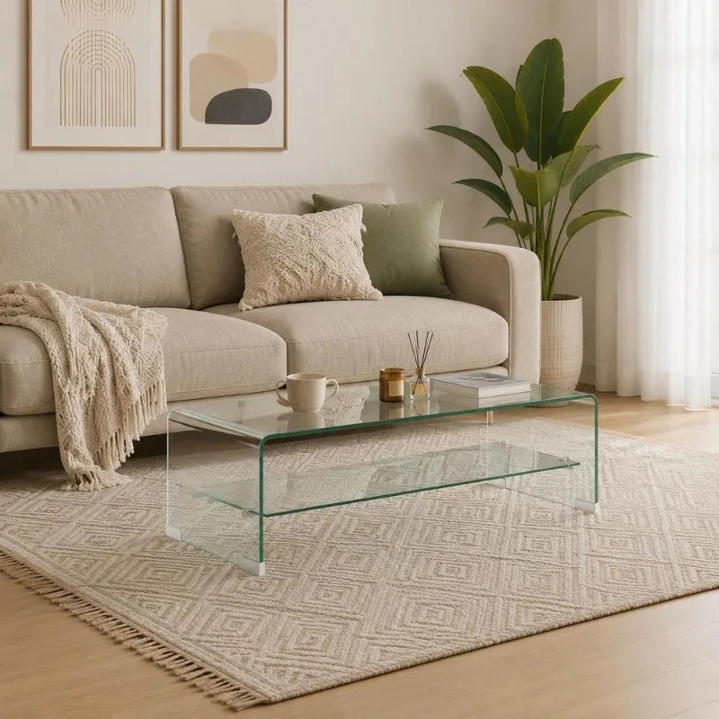Table basse en Verre Trempé – Transparence Sculpturale et Minimaliste
