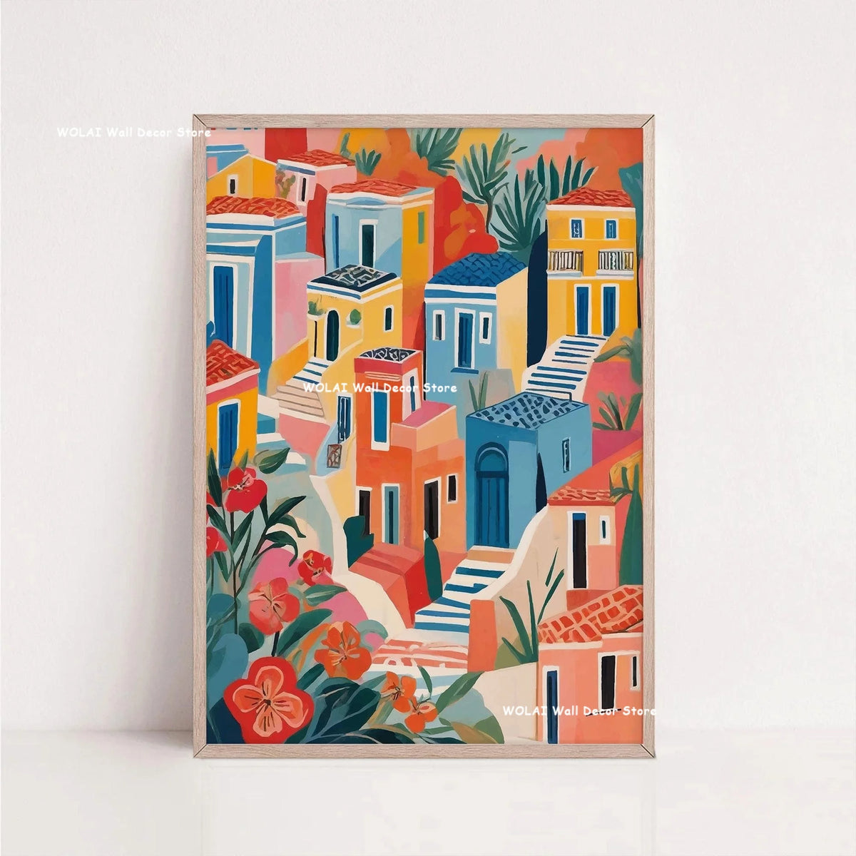 Tableau Architecture Mexicaine Colorée – Fleurs et Ambiance Solaire