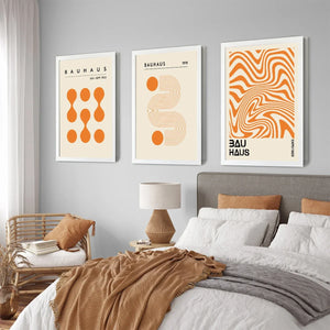 Tableau Bauhaus Orange – Géométrie Minimaliste et Esprit Rétro