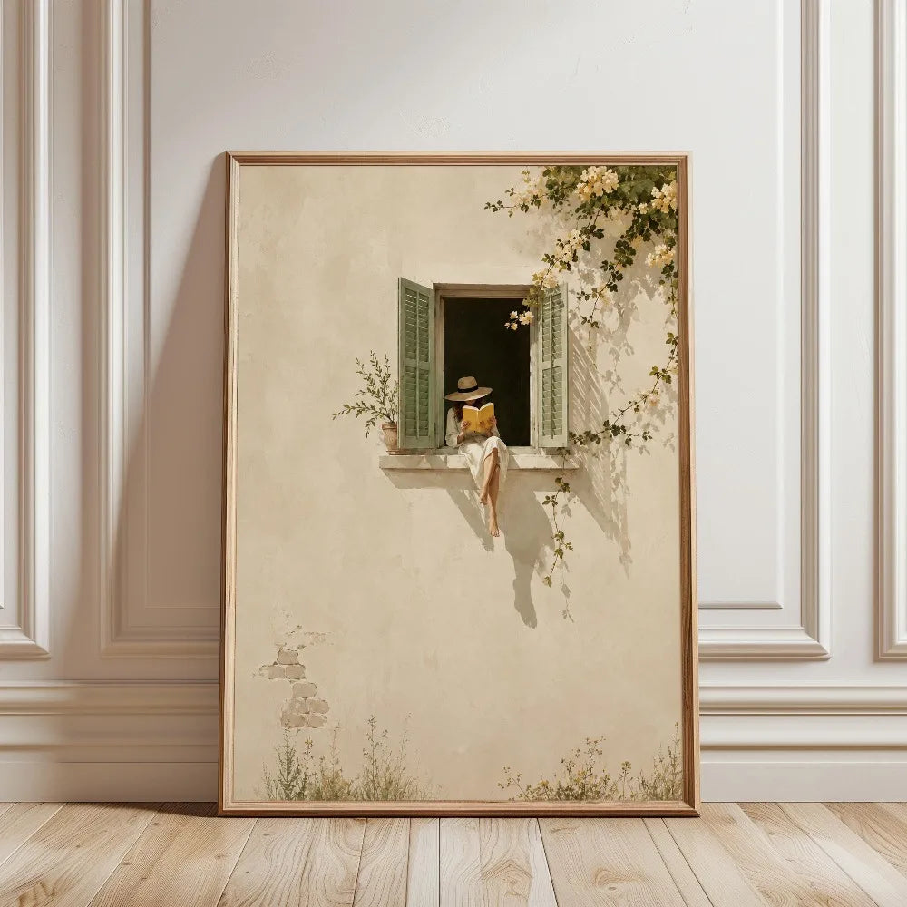 Tableau Femme Lisant Vert Émeraude – Ambiance Bibliothèque Élégante