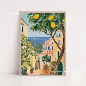 Tableau Architecture Mexicaine Colorée – Fleurs et Ambiance Solaire