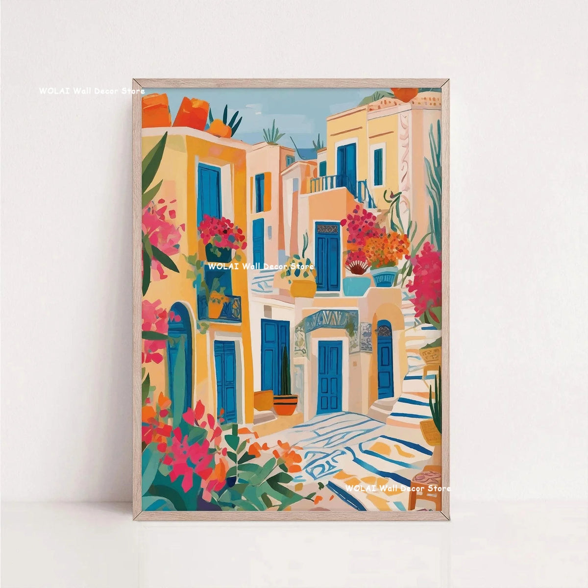 Tableau Architecture Mexicaine Colorée – Fleurs et Ambiance Solaire