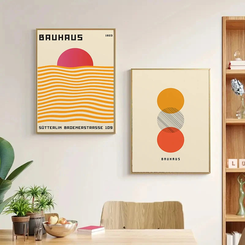 Tableau Bauhaus Orange – Soleil, Vélo et Géométrie Pop