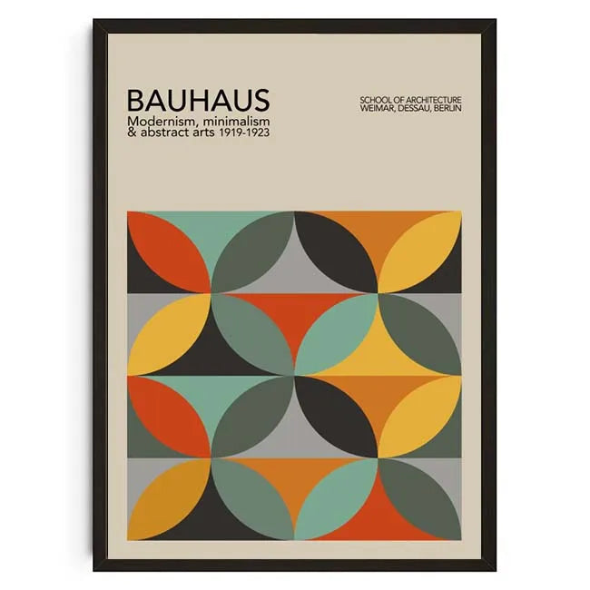 Tableau Géométrique Bauhaus – Formes Modernes et Esprit Mid-Century