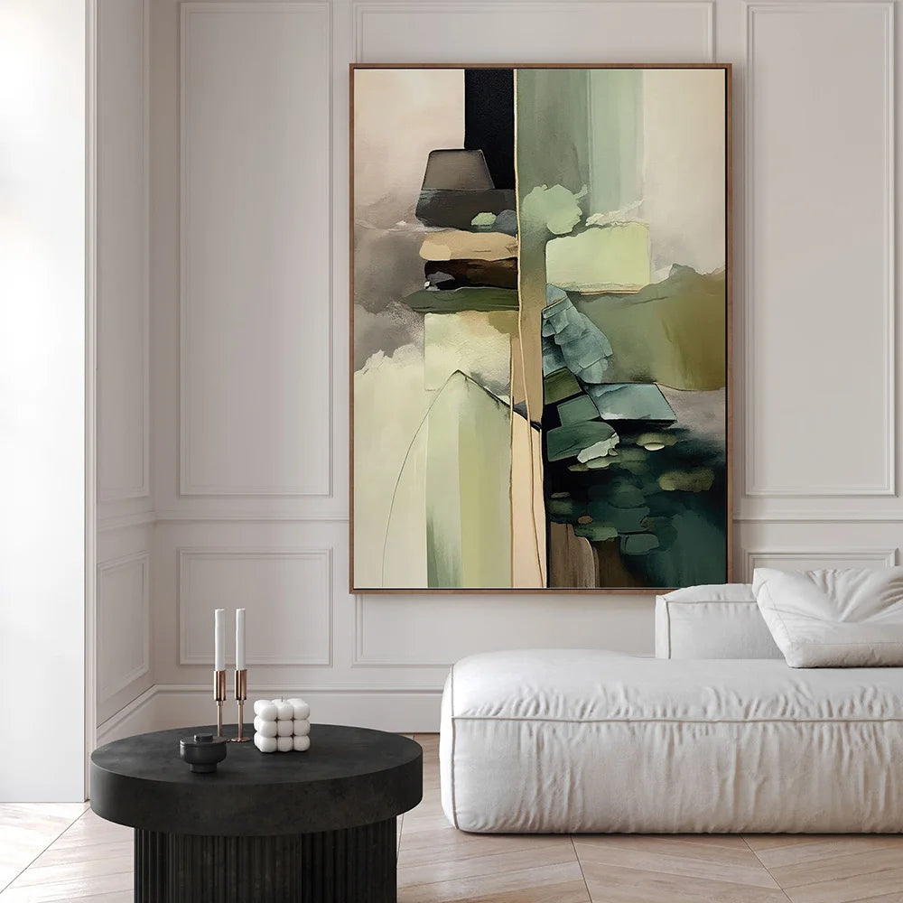 Tableau Wabi-Sabi Neutre – Abstraction Minimaliste et Tons Naturels