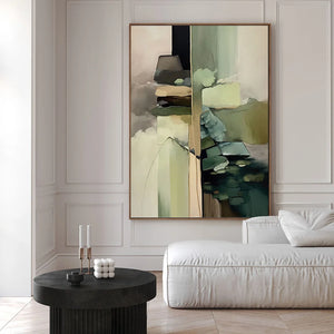 Tableau Wabi-Sabi Neutre – Abstraction Minimaliste et Tons Naturels