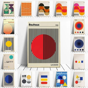 Tableau Bauhaus Minimaliste – Affiche Géométrique d’Exposition