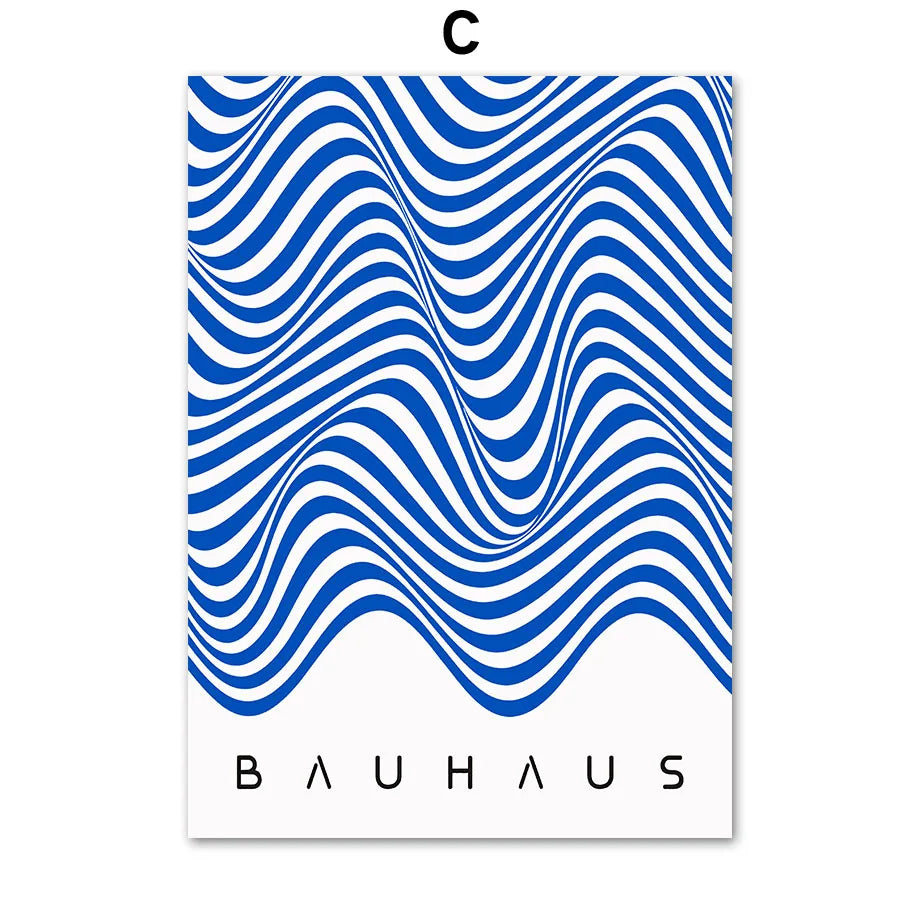 Tableau Bauhaus Bleu – Géométrie Mid-Century et Minimalisme
