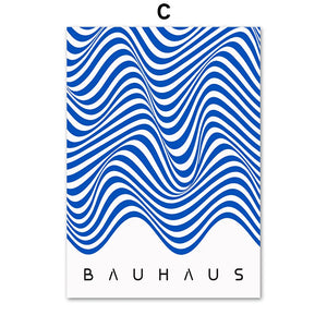 Tableau Bauhaus Bleu – Géométrie Mid-Century et Minimalisme