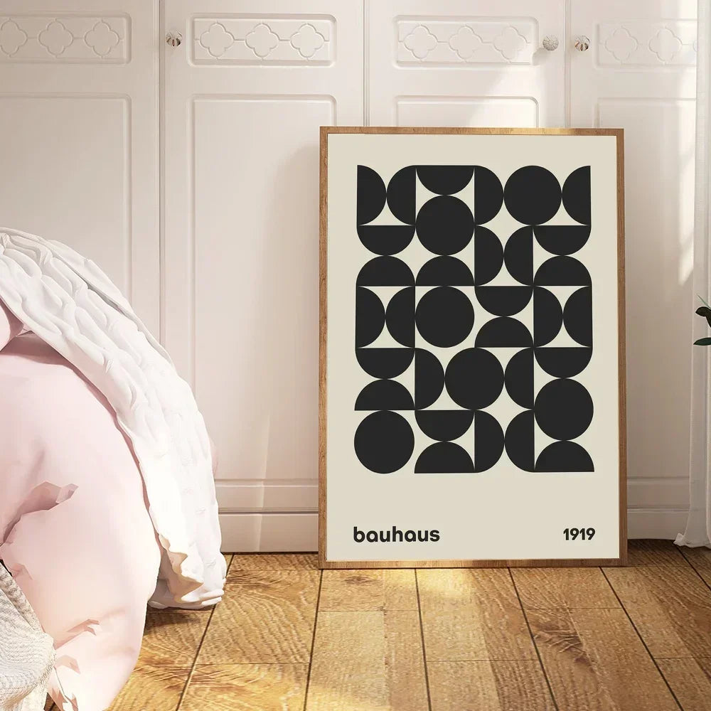 Tableau Bauhaus Monochrome 1919 – Géométrie Noire