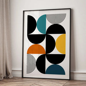 Tableau Mid-Century Géométrique – Inspiration Bauhaus et Formes Abstraites
