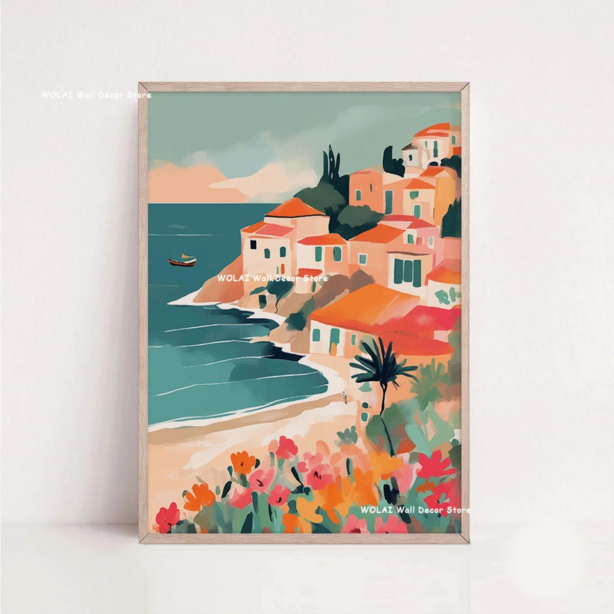 Tableau Architecture Mexicaine Colorée – Fleurs et Ambiance Solaire
