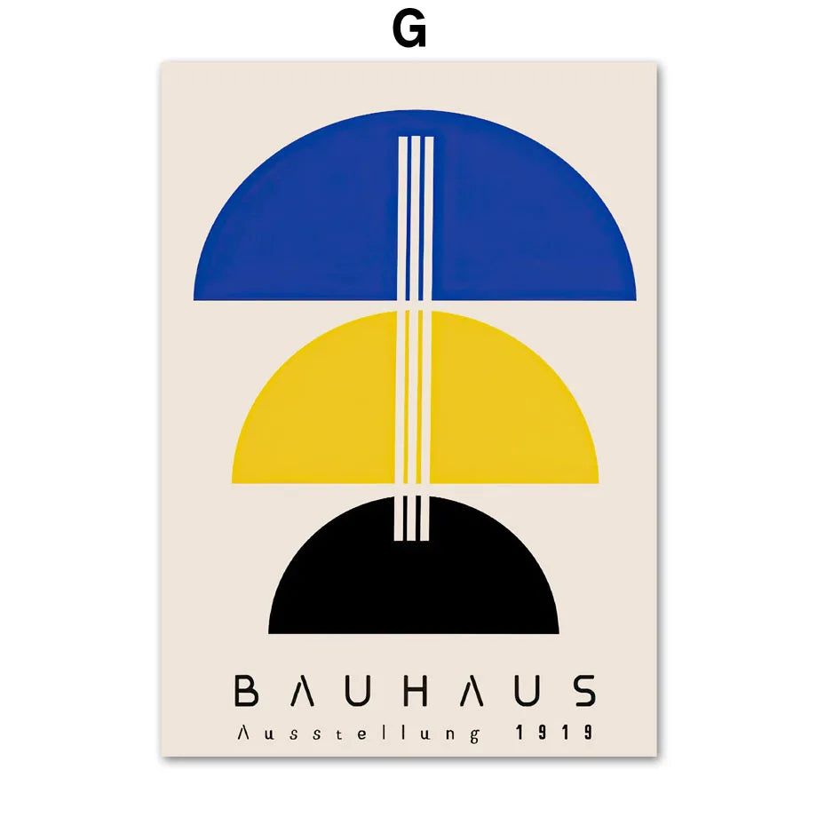 Tableau Bauhaus Bleu – Géométrie Mid-Century et Minimalisme