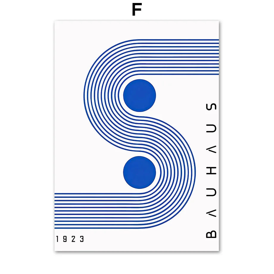 Tableau Bauhaus Bleu – Géométrie Mid-Century et Minimalisme