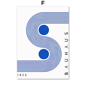 Tableau Bauhaus Bleu – Géométrie Mid-Century et Minimalisme