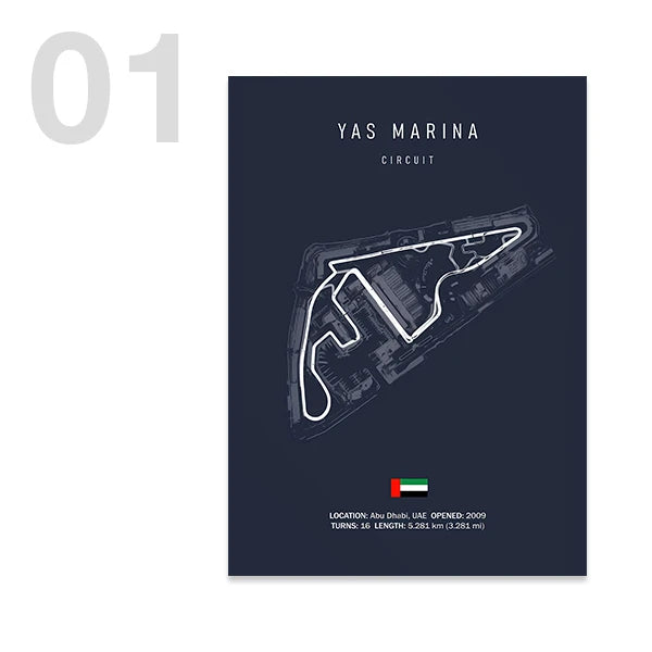 Tableau Circuit Automobile – Tracés de Course Minimalistes