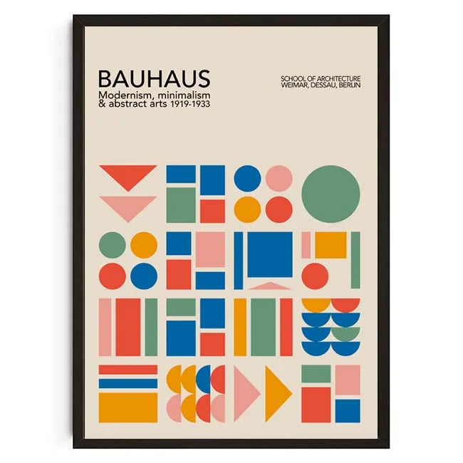 Tableau Géométrique Bauhaus – Formes Modernes et Esprit Mid-Century