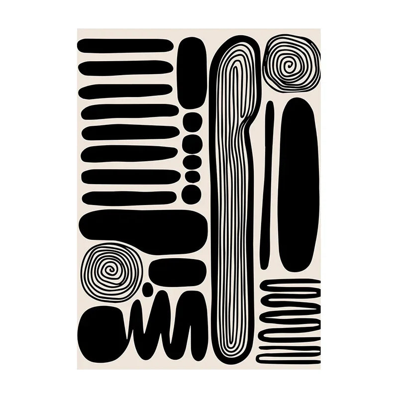Tableau Abstrait Formes et Lignes – Géométrie Rétro Minimaliste
