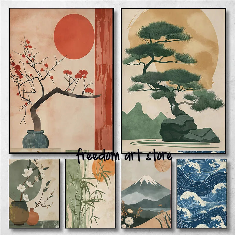 Tableau Bonsaï Japonais Beige – Esprit Zen, Wabi-Sabi et Japandi