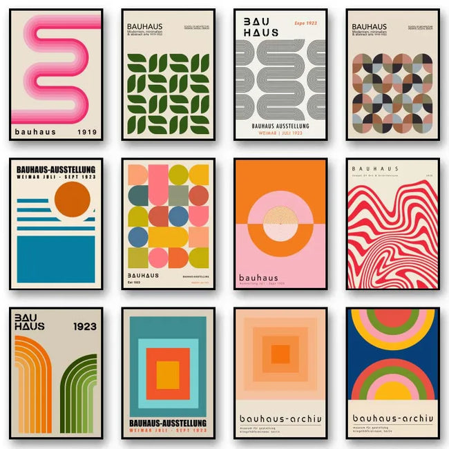 Tableau Géométrique Bauhaus – Formes Modernes et Esprit Mid-Century