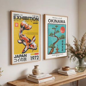 Tableau Japonais Okinawa – Carpes Koï, Fleurs et Paysages