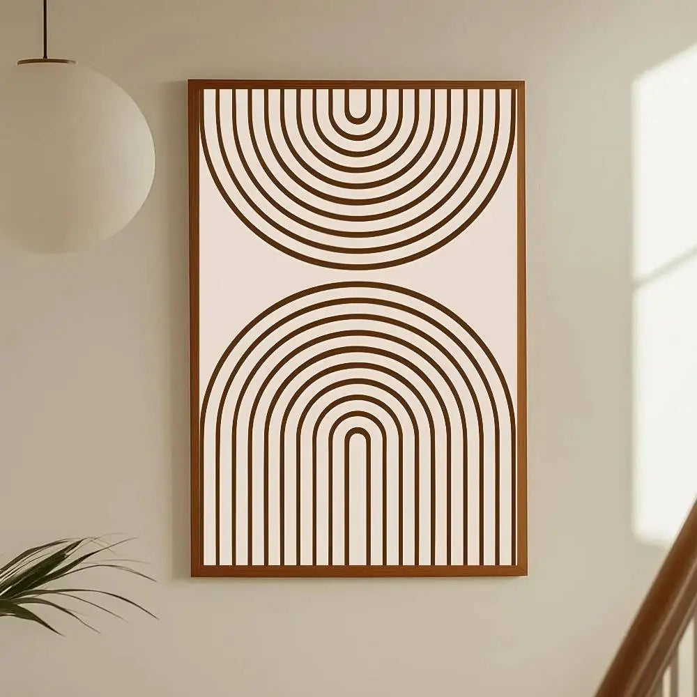 Tableau Arches Minimalistes – Lignes Graphiques Beige & Noir