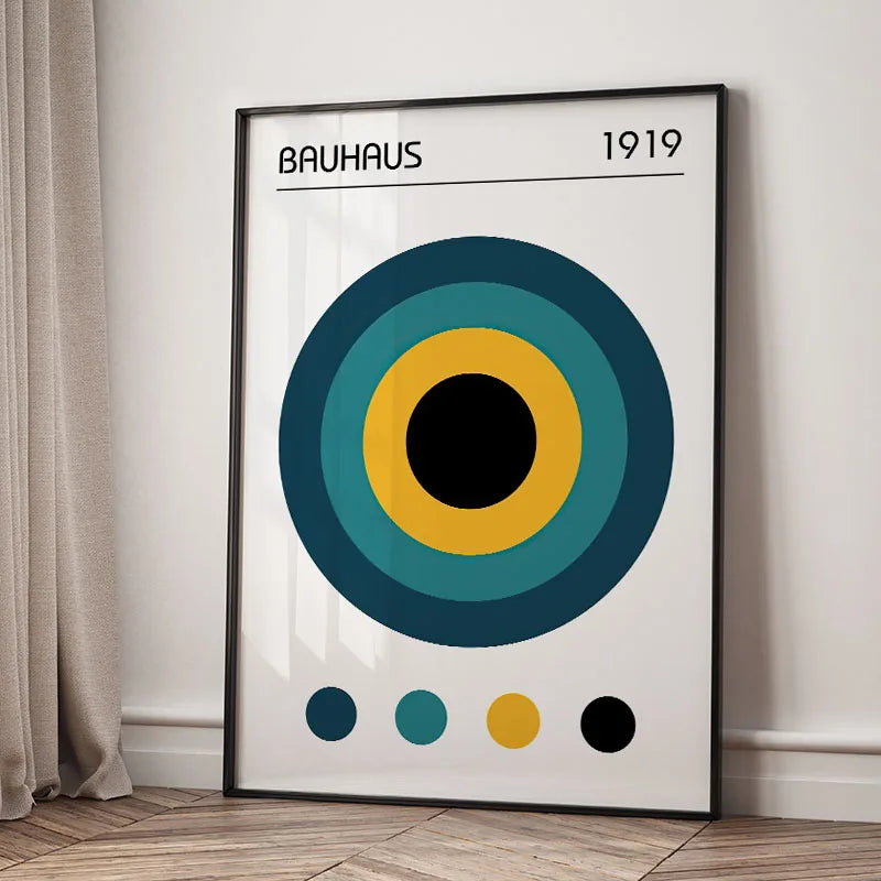 Tableau Mid-Century Géométrique – Inspiration Bauhaus et Formes Abstraites