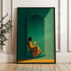 Tableau Femme Lisant Vert Émeraude – Ambiance Bibliothèque Élégante
