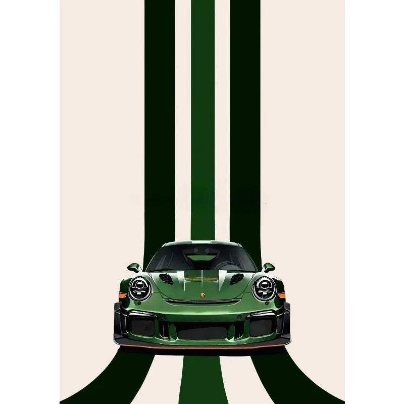 Tableau Voiture de Course Vintage – Couleurs Vives et Esthétique Rétro