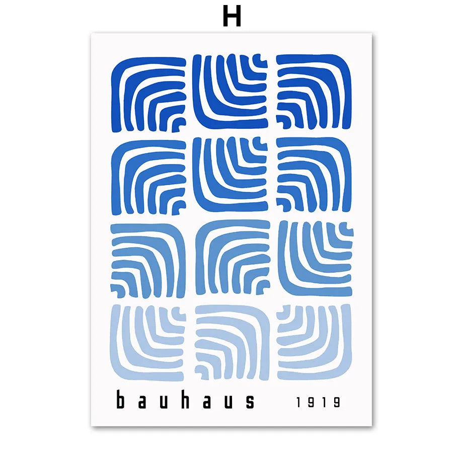 Tableau Bauhaus Bleu – Géométrie Mid-Century et Minimalisme