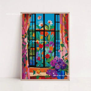 Tableau Architecture Mexicaine Colorée – Fleurs et Ambiance Solaire