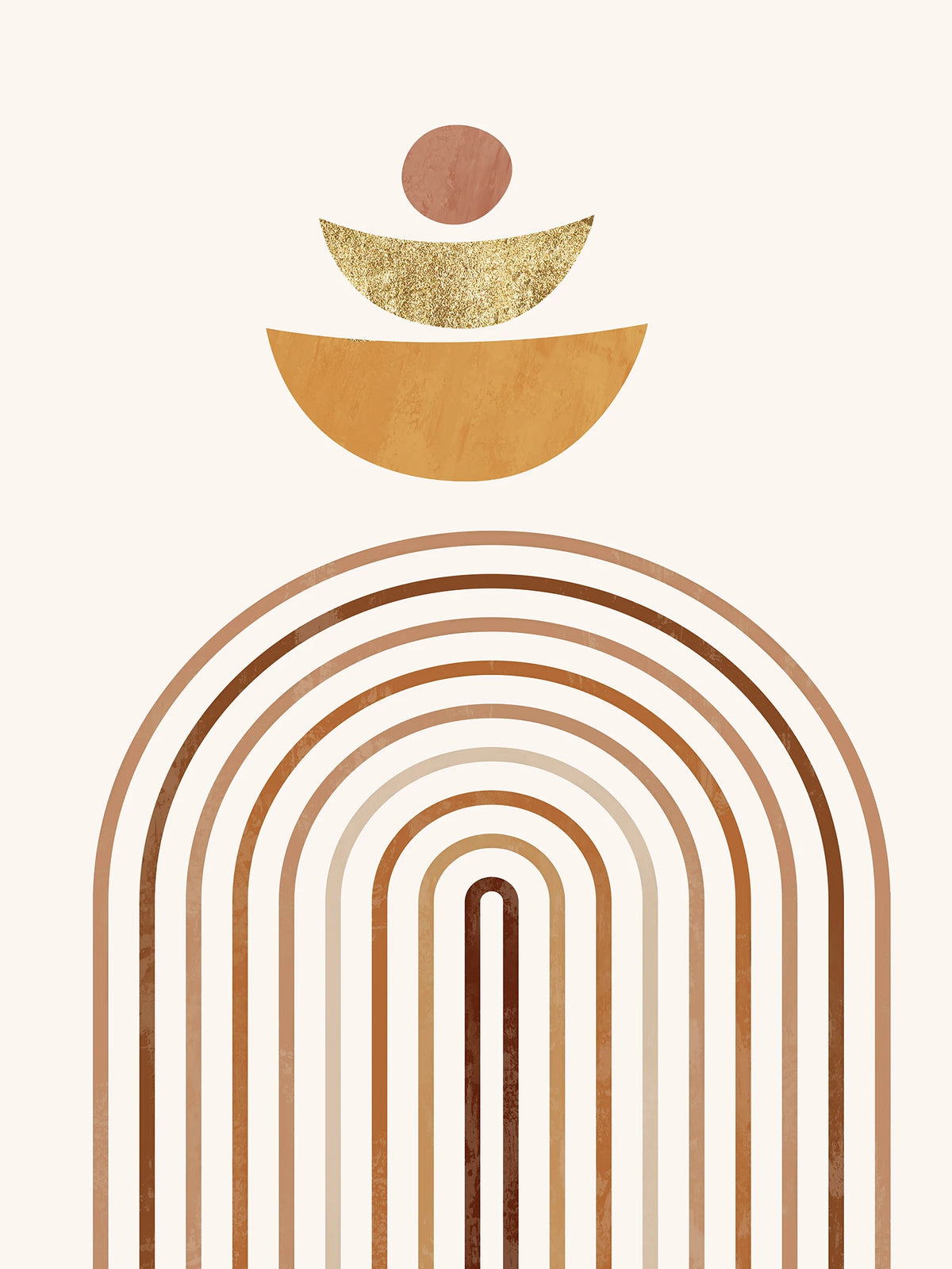Tableau Bohème Abstrait – Feuilles, Désert et Lignes Organiques