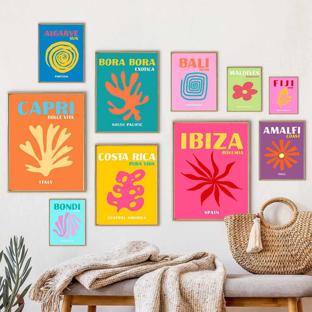 Tableau Voyage Coloré – Miami, Ibiza, Mykonos et Destinations Soleil
