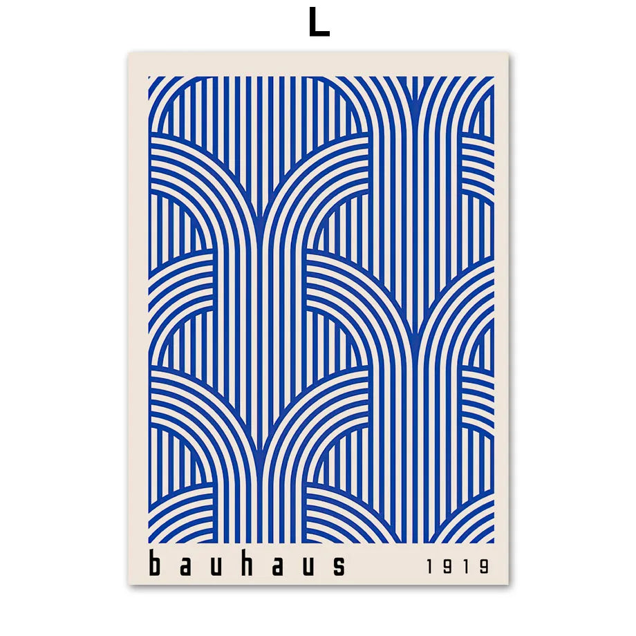 Tableau Bauhaus Bleu – Géométrie Mid-Century et Minimalisme