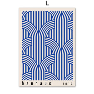 Tableau Bauhaus Bleu – Géométrie Mid-Century et Minimalisme