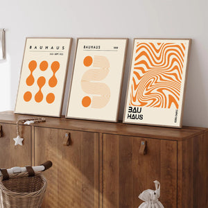 Tableau Bauhaus Orange – Géométrie Minimaliste et Esprit Rétro