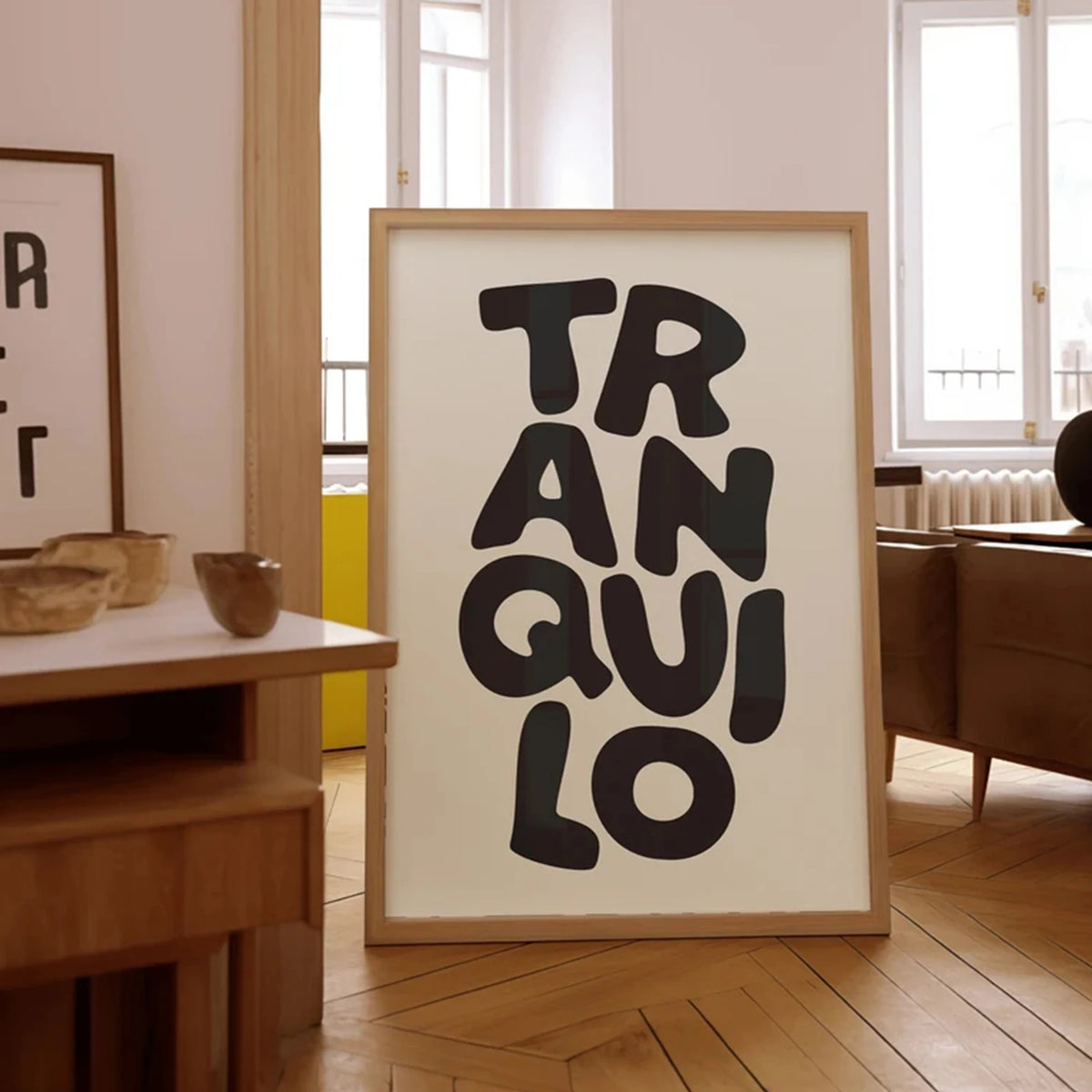 Tableau Typographique Bohème Orange et Crème – Esprit Rétro et Apaisant