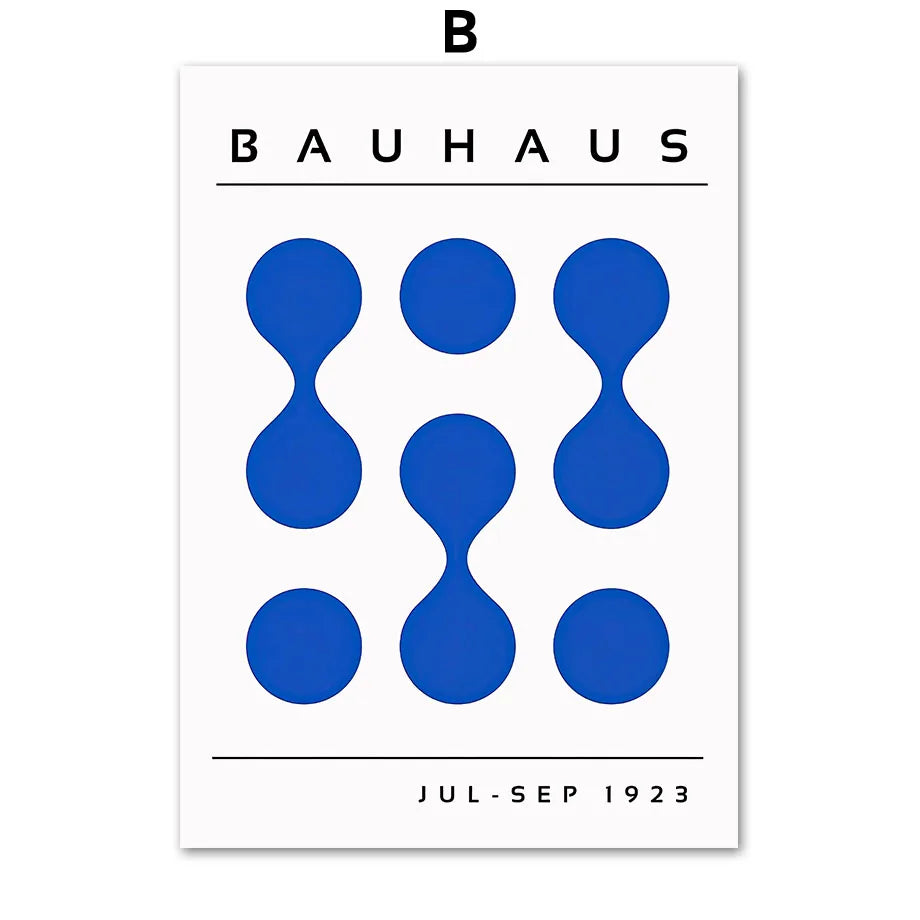 Tableau Bauhaus Bleu – Géométrie Mid-Century et Minimalisme