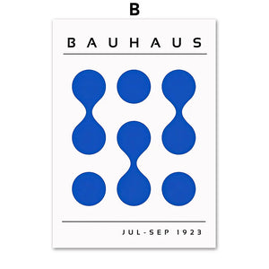 Tableau Bauhaus Bleu – Géométrie Mid-Century et Minimalisme