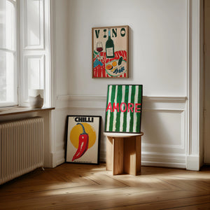Tableau Rétro Italien Amore et Vino – Esprit Méditerranéen et Coloré