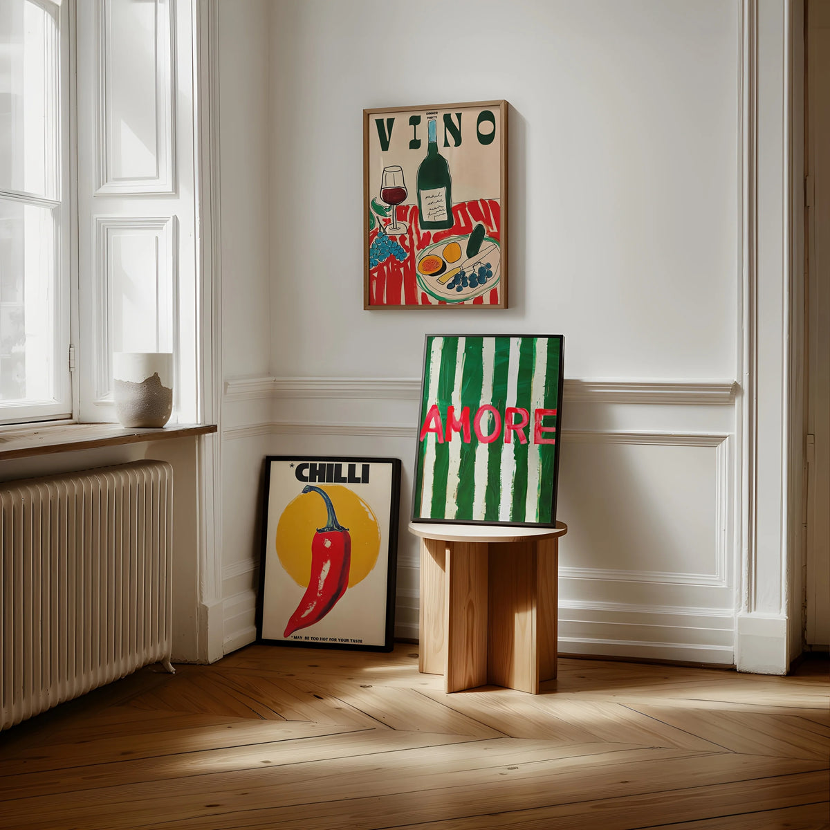 Tableau Rétro Italien Amore et Vino – Esprit Méditerranéen et Coloré