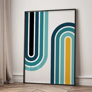 Tableau Mid-Century Géométrique – Inspiration Bauhaus et Formes Abstraites