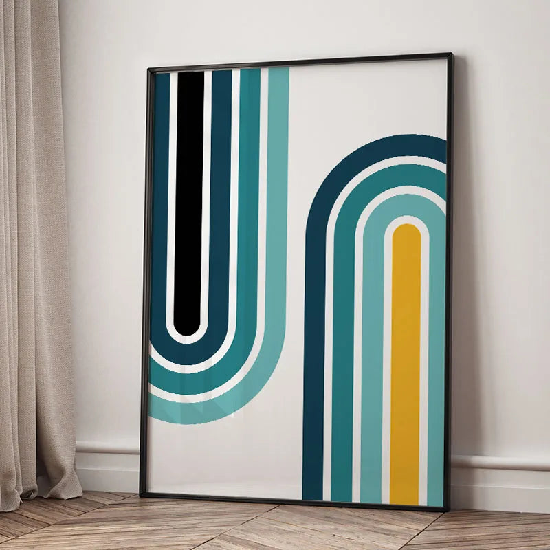 Tableau Mid-Century Géométrique – Inspiration Bauhaus et Formes Abstraites