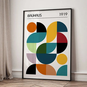Tableau Mid-Century Géométrique – Inspiration Bauhaus et Formes Abstraites