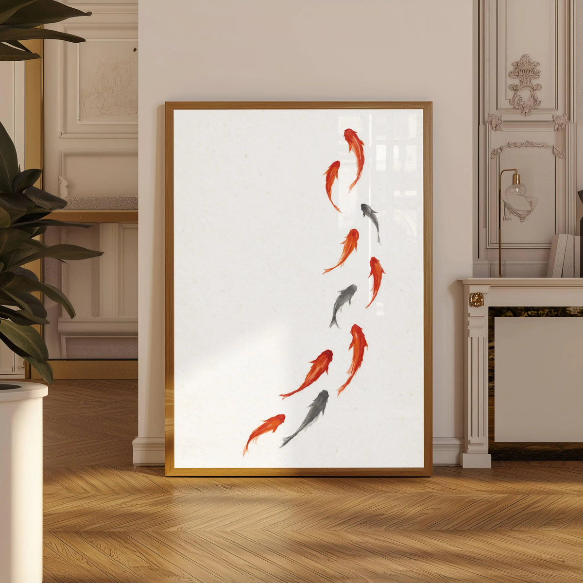 Tableau Arbre Japonais à l’Encre – Soleil Rouge et Esprit Zen