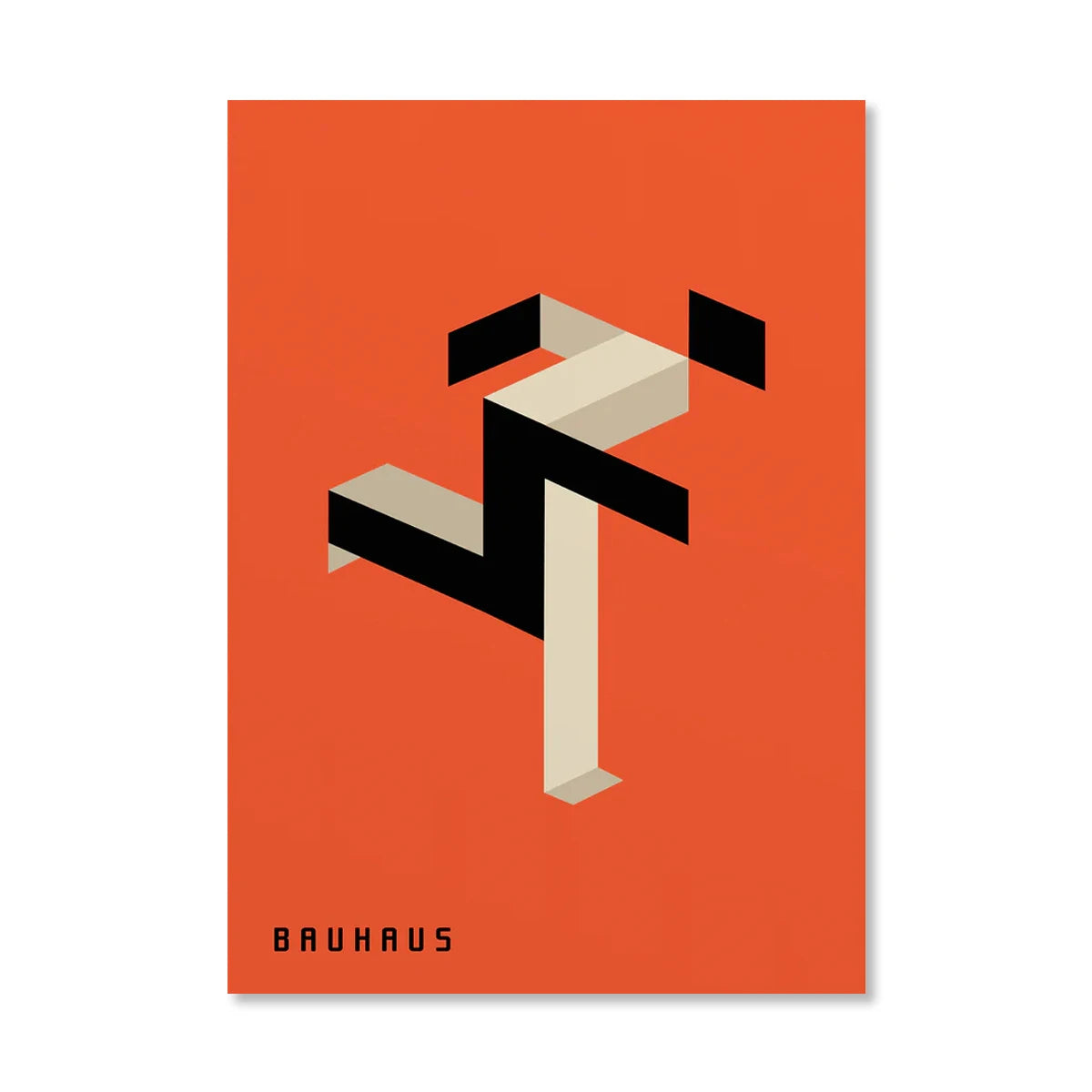 Tableau Bauhaus Orange – Soleil, Vélo et Géométrie Pop