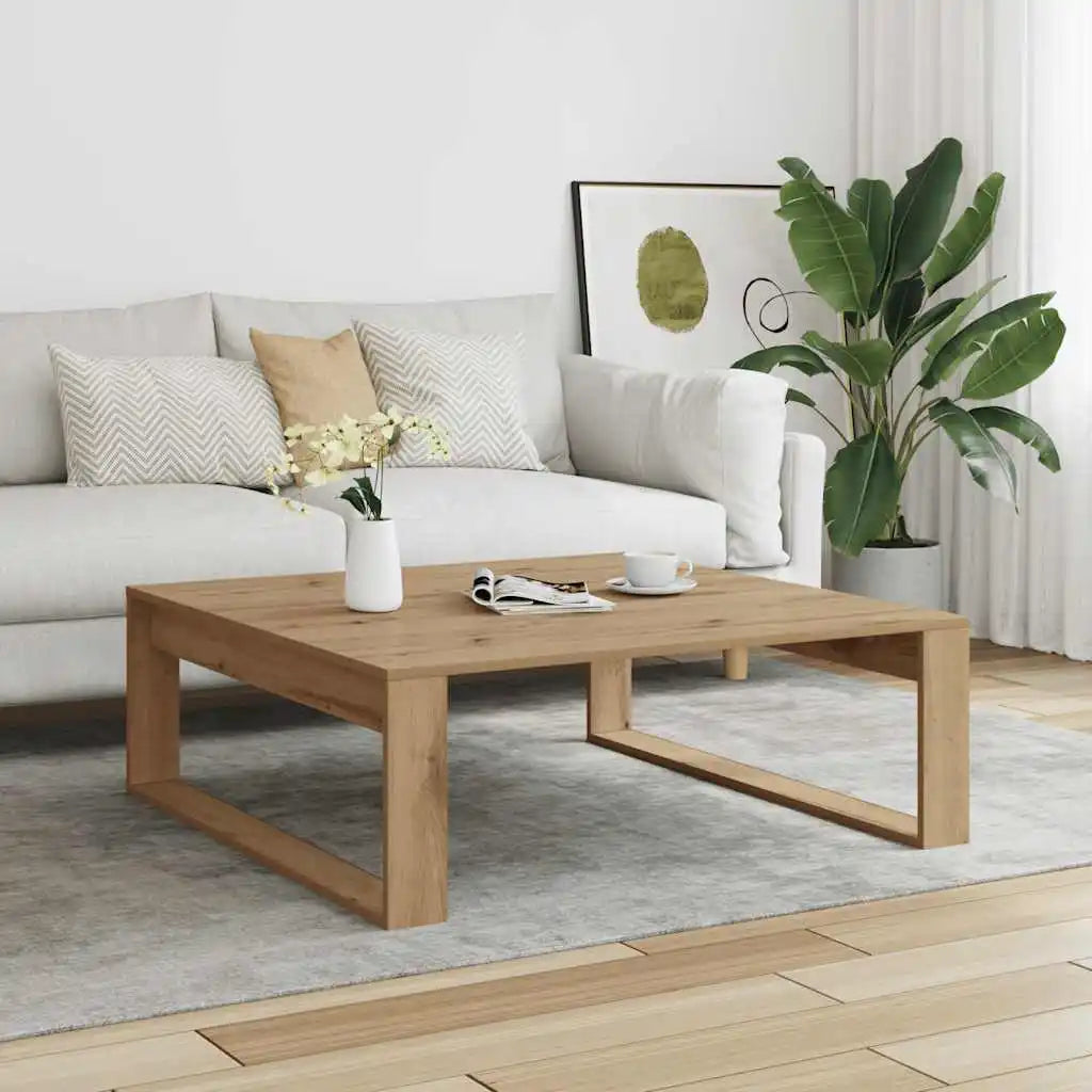 Table Basse Carrée Effet Chêne – Volume Minimaliste et Finition Naturelle