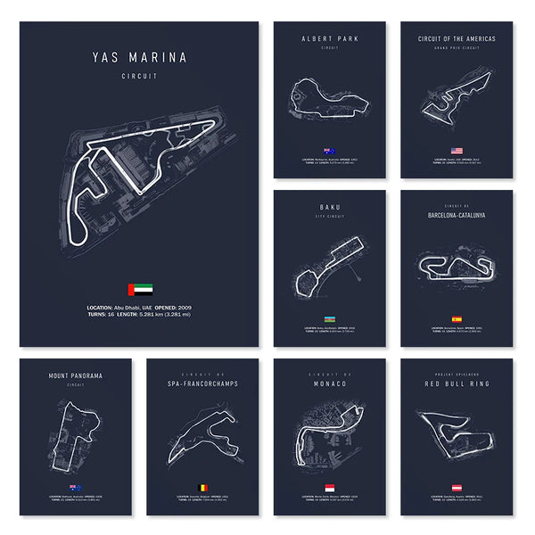Tableau Circuit Automobile – Tracés de Course Minimalistes