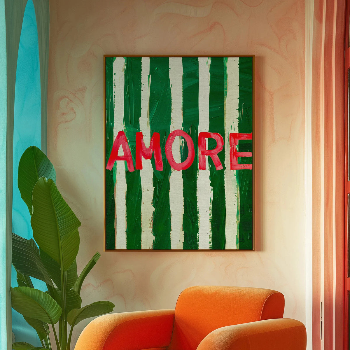 Tableau Rétro Italien Amore et Vino – Esprit Méditerranéen et Coloré
