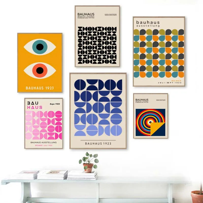 Tableau Géométrique Bauhaus – Formes Modernes et Esprit Mid-Century